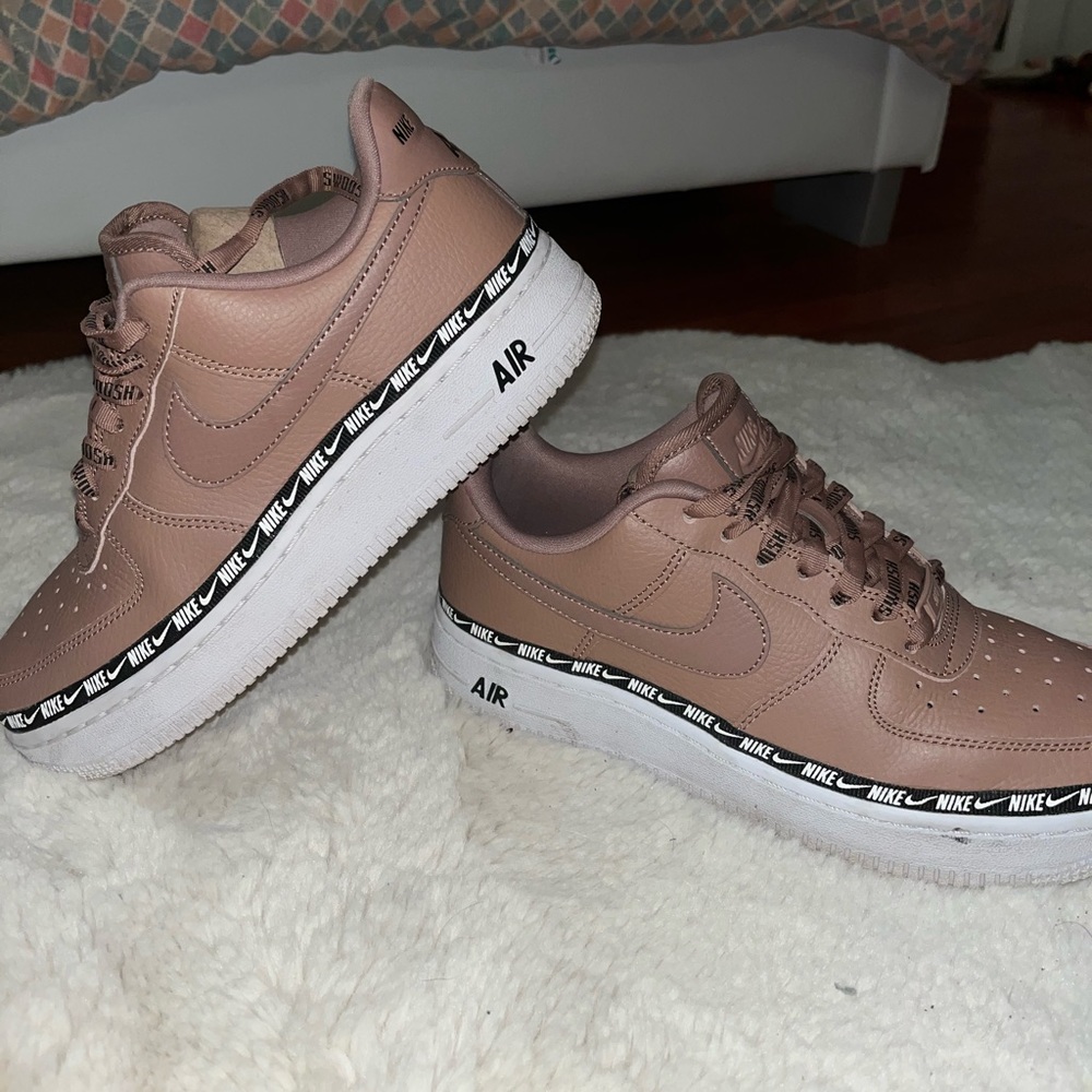 Dark pink-tan Air Force ones